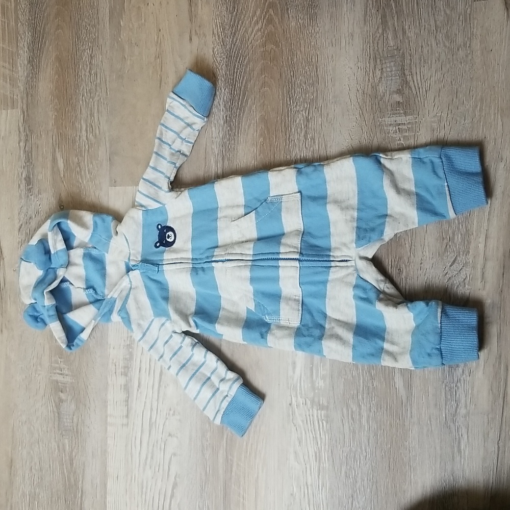 Carter's boys 3m bear striped romper hoodie fall winter